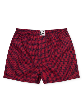 Blauw en rood heren boxershort met patroon