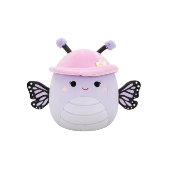 Squishmallows Bibiana de lavendel monarchvlinder met hoed en bloem, 20 cm