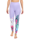 Vrolijke fitnessleggings Lama & bloemen
