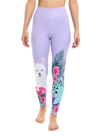 Vrolijke fitnessleggings Lama & bloemen