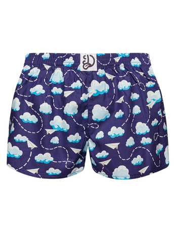 Vrolijke damesboxershorts Papieren vliegtuigjes en wolken