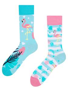 Vrolijke sokken Love flamingo's